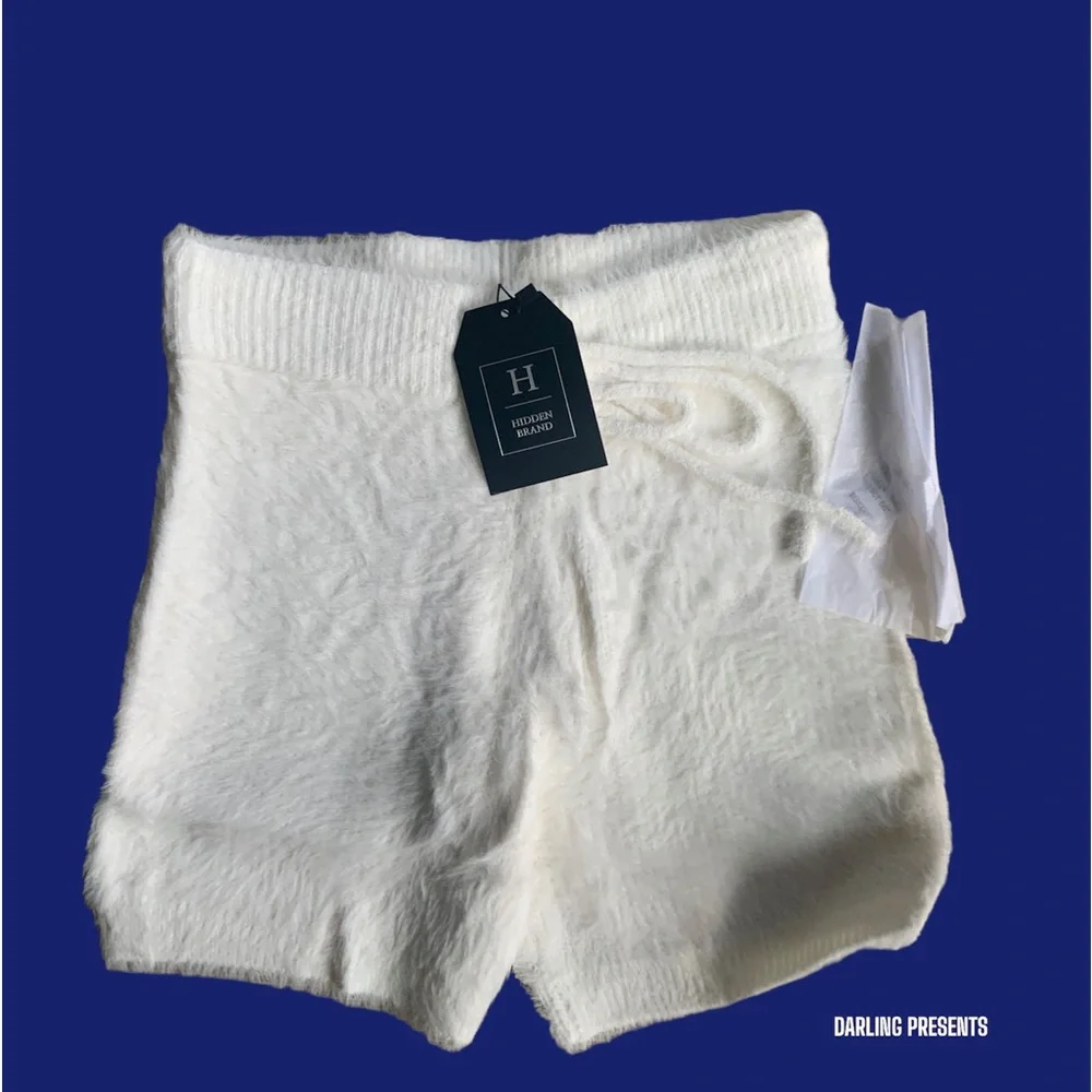 Hidden Brand Fluffy Fuzzy Shorts Women Color White Size L